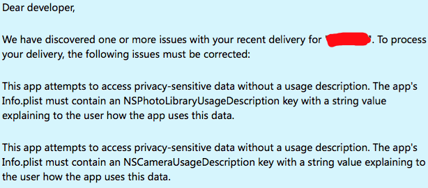 plist中缺少相应key的邮件