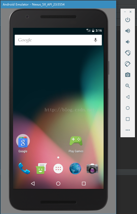Android Emulator - Nexus 5X API 23:5554 Google Google 3:16 Play Games 