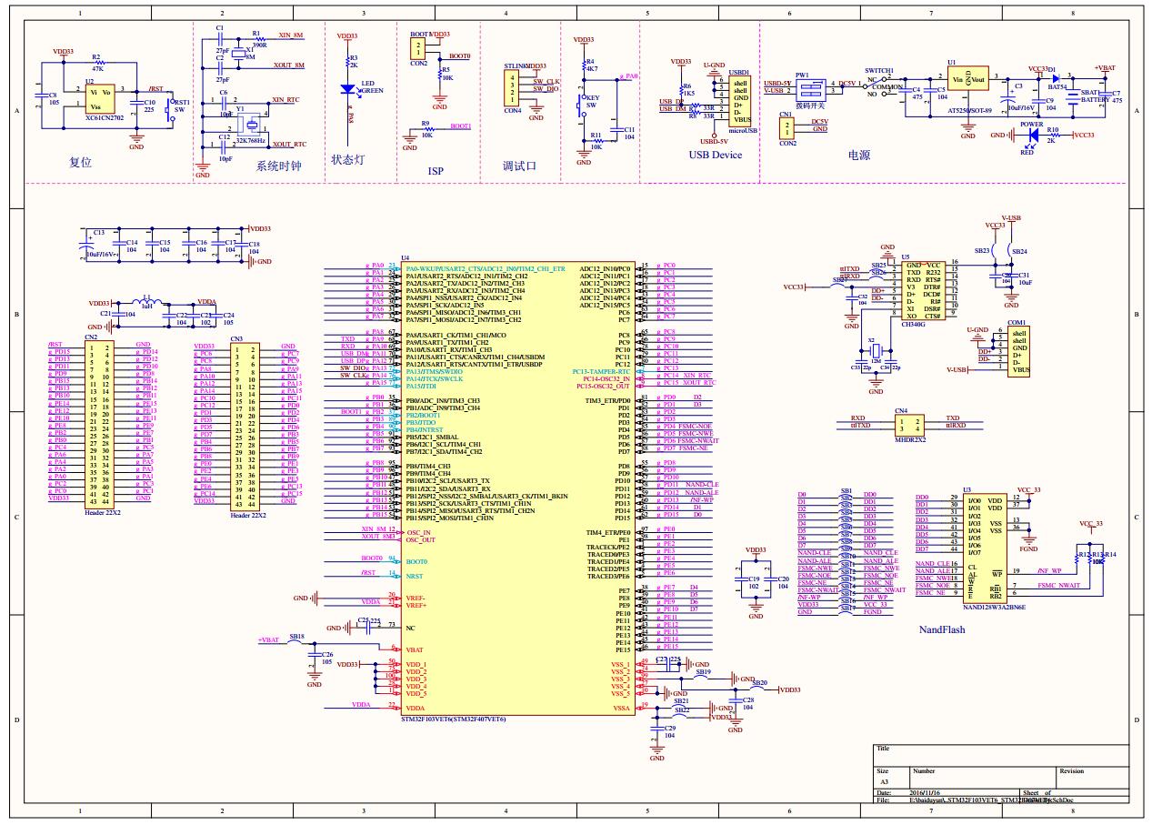 stm32f103vet6/stm32f407vet6 原理图