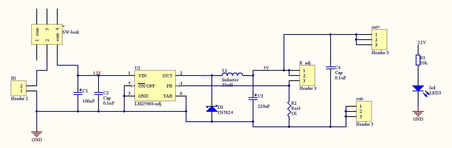 Lm2596s adj схема включения