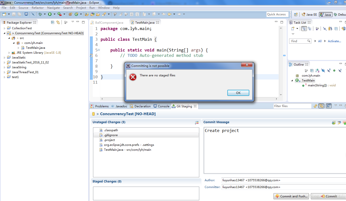 eclipse git there are no stages files there are no staged
