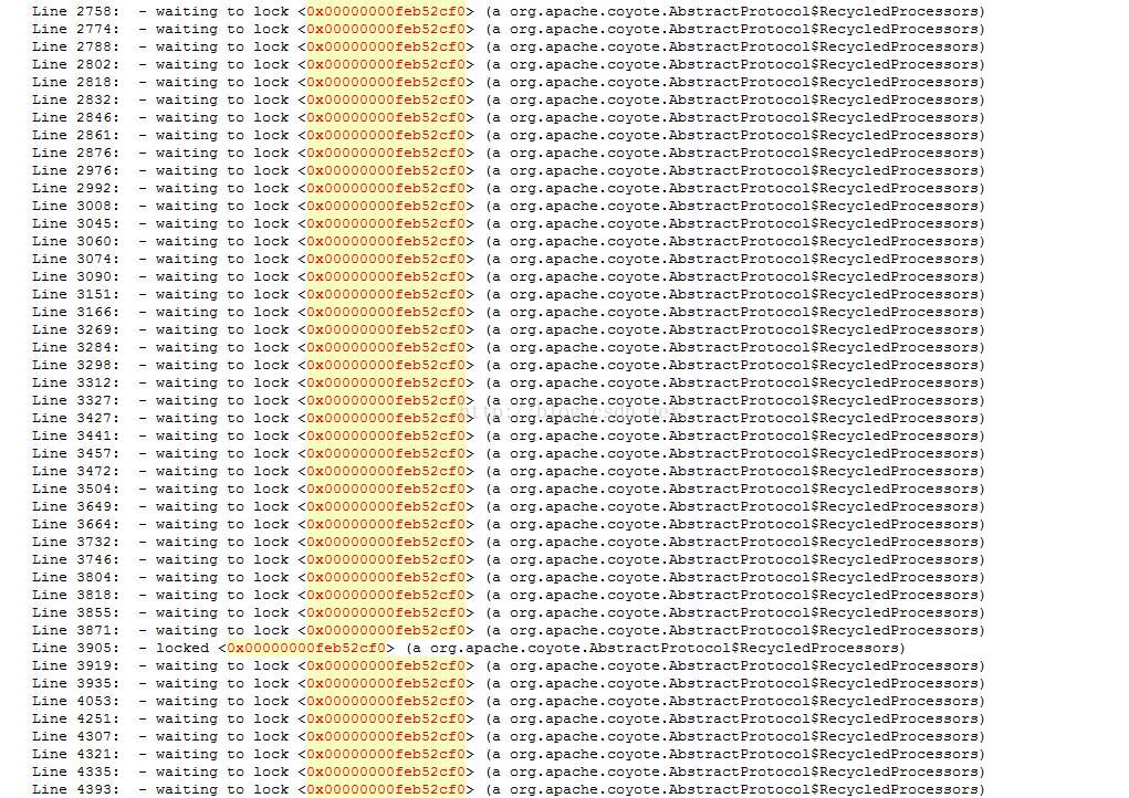 Tomcat8 http nio waiting to lock a org apache coyote
