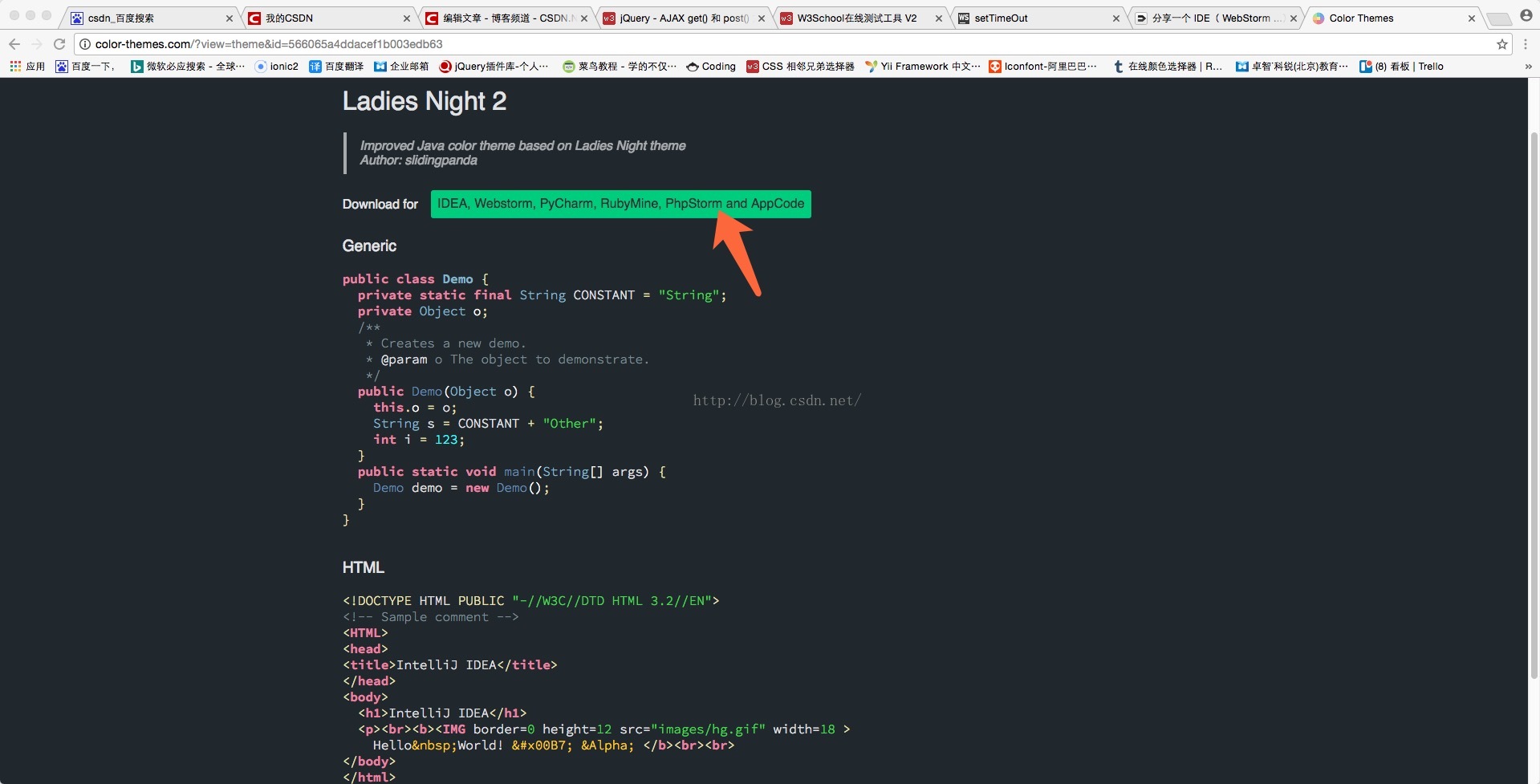 webstorm  主题  配色