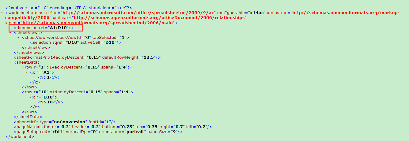 sheet对应的XML