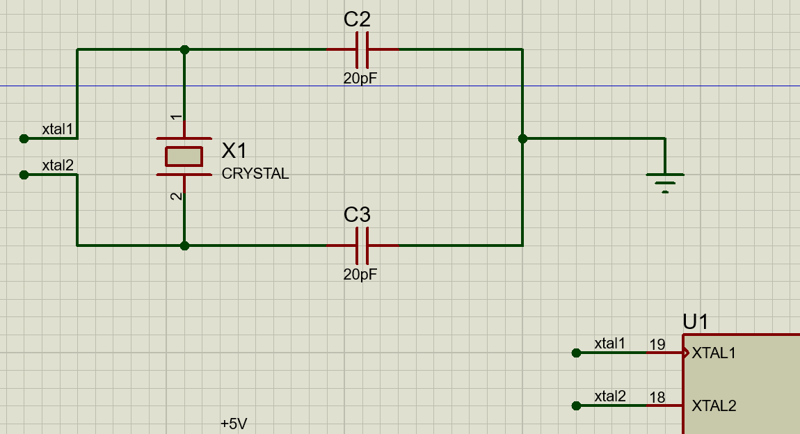 8051 microcontroller仿真(一)- proteus原理圖_proteus晶振電路-csdn