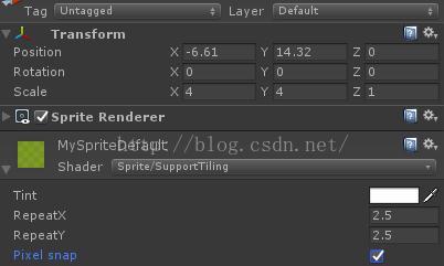 Unity SpriteRender 支持Tile平铺的Shade：效果，可以然图片在一个MashRender 中 重复平铺图片