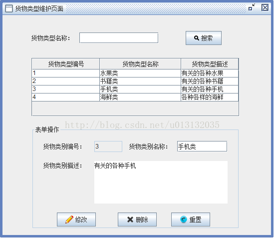 初学构建小项目之仓库管理系统货物类型管理功能实现(三)