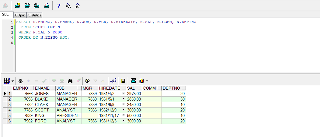 PLSQL 基础教程 三 查询(SELECT)