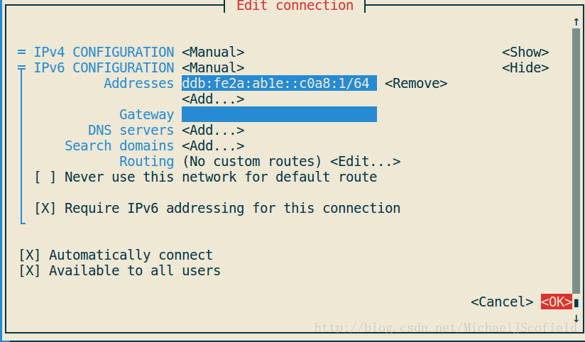 nmtui configuration