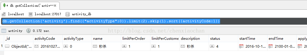 【mongoDB实战】limit,skip,sort