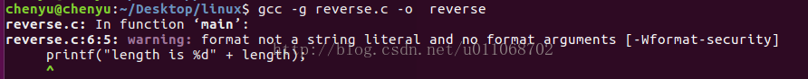 linux之写C代码出现warning: format not a string literal and no format arguments [-Wformat-security]