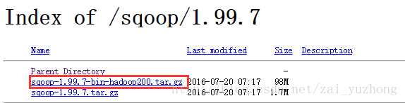 sqoop-1.99.7-bin-hadoop200.tar.gz是我们要下载的sqoop包