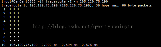 Machine generated alternative text:[ root@anCentOS65 trace route to 196 4 7 trace route .129 .78.199 -1 -n 196.129.78.199 (196.129.78.199), 39 hops max, 69 byte packets 196.129.78.199 2.992 ms 2.894 ms 2.876 ms 