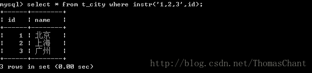 select * from t_city where instr(id,'1,2,3');