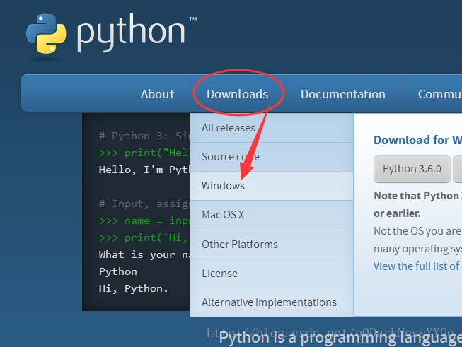 进入Python for Windows页面