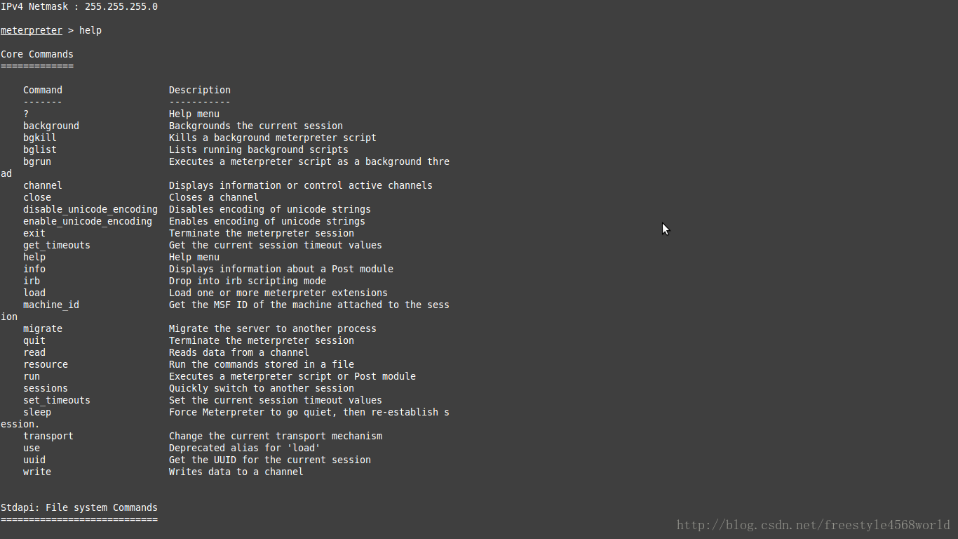 meterpreter help