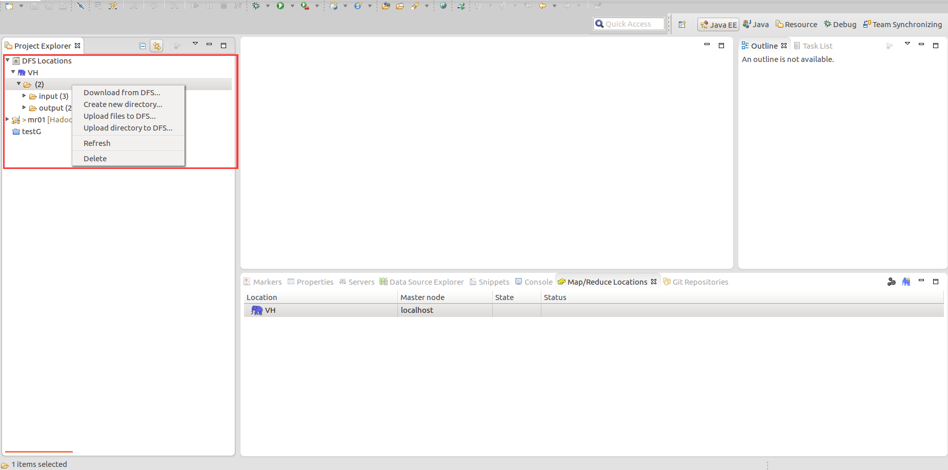 An internal error occurred during: "Map/Reduce location status updater ...