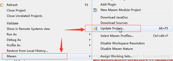 这是maven里的update project