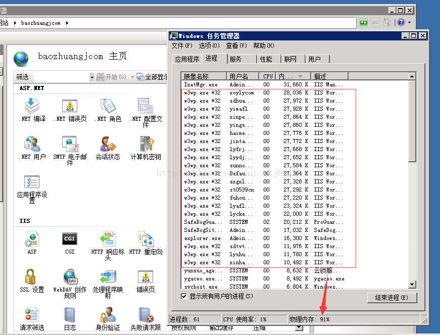 
			
				iis服务器上网站w3wp.exe占用内存过高！			