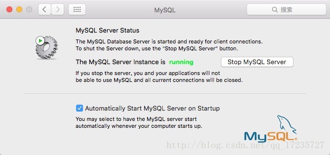 点击Stop MySQL Server