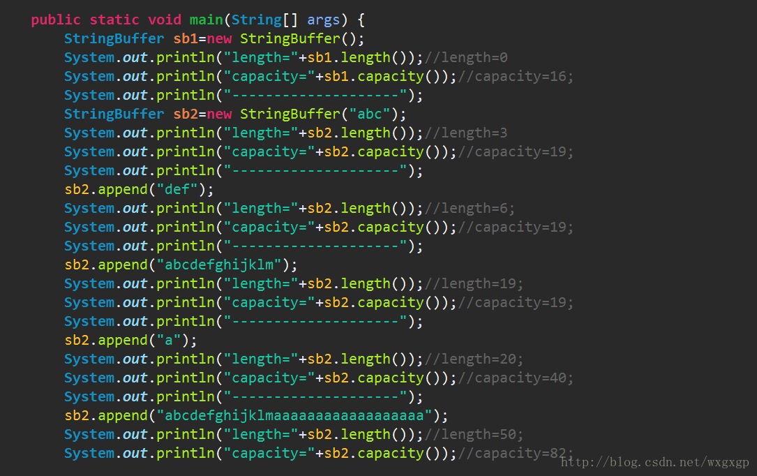 java StringBuffer的length()和capacity()方法比较