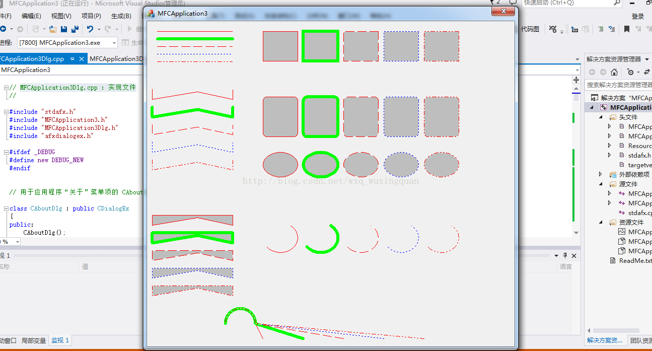 如何用MFC画出直线、虚线、折线、圆、椭圆、矩形、弧形（附上源码）