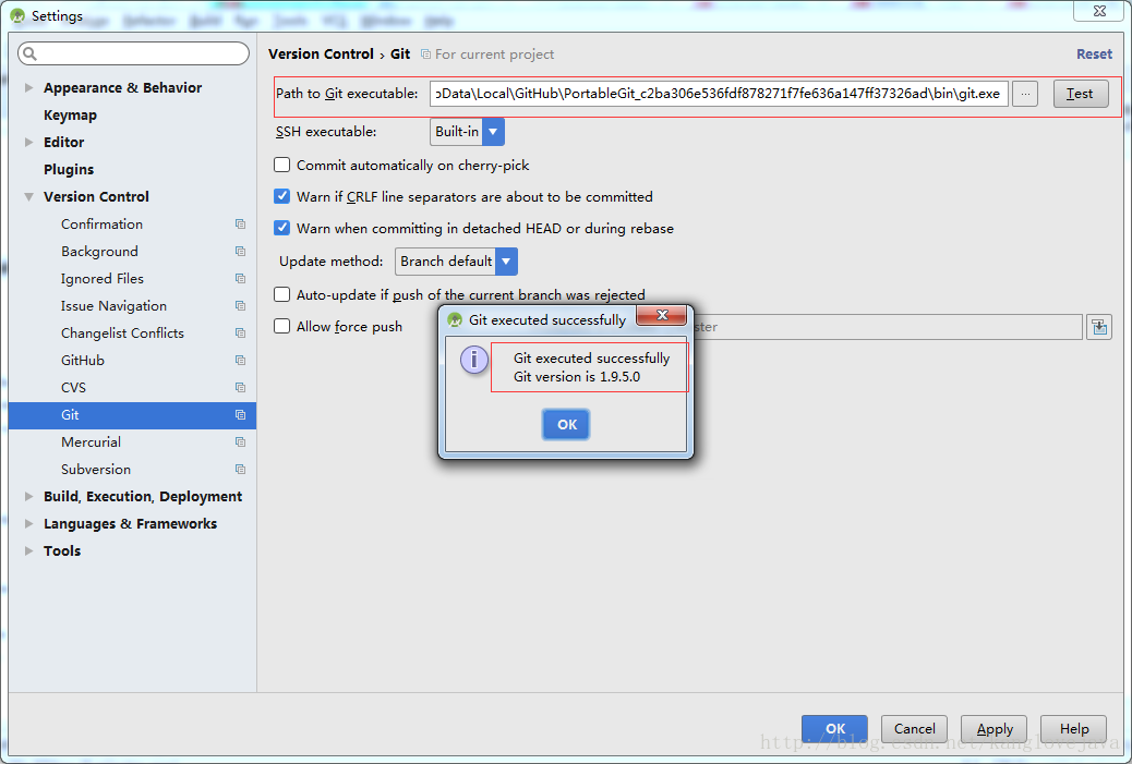 Android Studio Checkout GitHub Error:cannot run program 