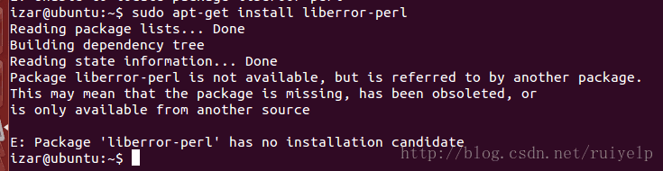 执行sudo apt-get install liberror-perl出现错误