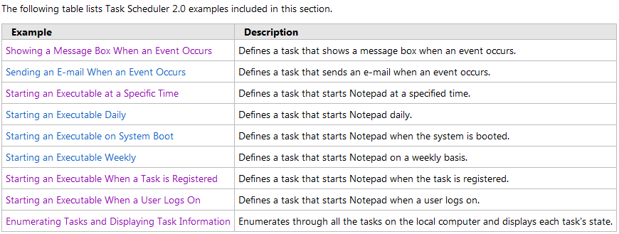 MSDN提供的Task Scheduler2.0的操作例子