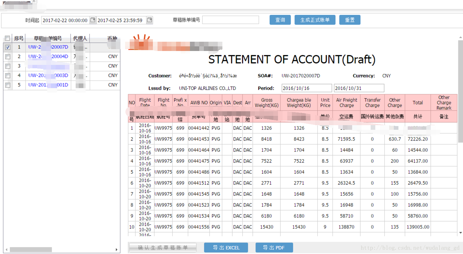 Web页面上的列表数据