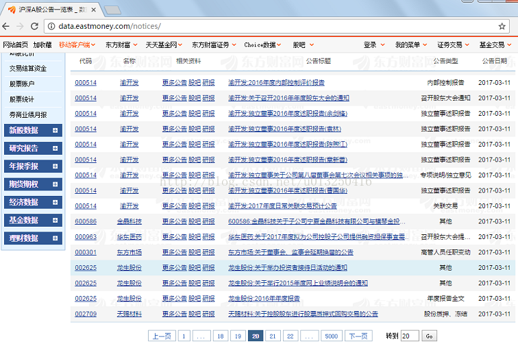 Python爬虫]利用Selenium等待Ajax加载及模拟自动翻页，爬取东方