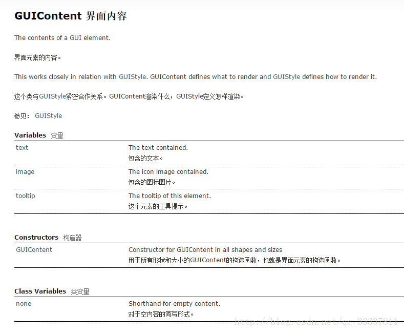 GUIContent 界面内容类
