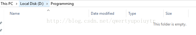 This PC Local Disk (D:) Programming Name Date modified Type Size This folder is empty. 