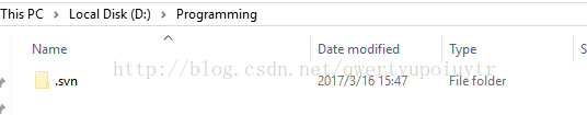 This PC Local Disk (D:) Name Programming Date modified 2017/3/16 15:47 Type File folder 