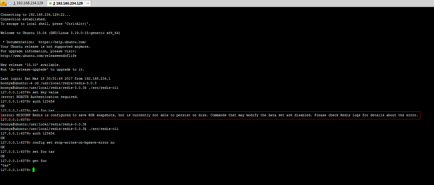 Redis (error) MISCONF Redis is configured to save RDB snapshots, but is currently not able to persis