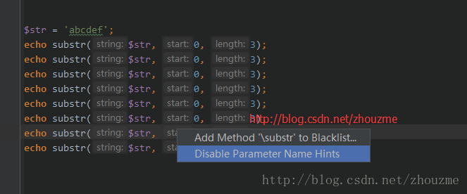 PHPStorm2017去掉参数提示 parameter name hints 