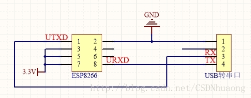 ESP-01與USB轉串列埠工具連線圖