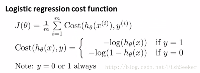 逻辑回归cost function