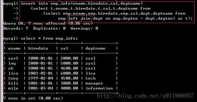 MySQL数据库中，将一张表的数据插入到另一张表的各种情况