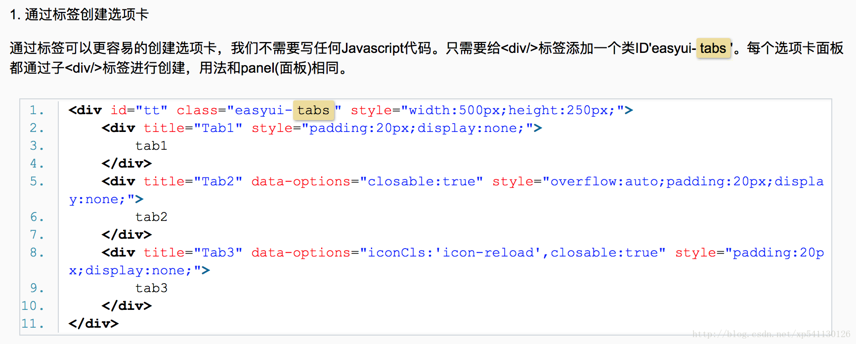 easyUI tabs