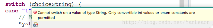 这个错误是由于在JDK6 switch语句不支持String类型
