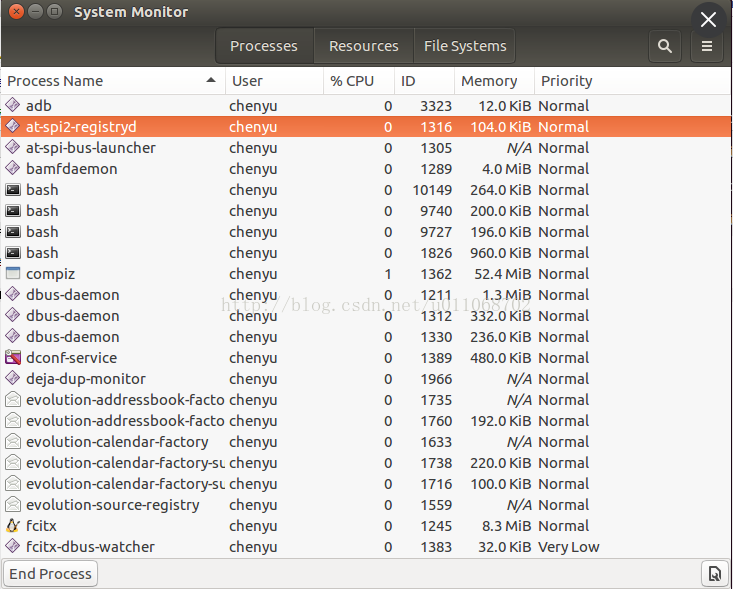 linux之类似Windows的资源管理器gnome-system-monitor(可用这个杀死进程)