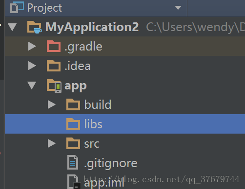 将下载好的jar包复制粘贴到project模式下的app文件夹下的libs目录中