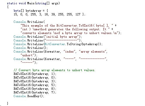 C#中BitConverter.ToUInt16()和BitConverter.ToString（）的简单使用_c# Bitconverter ...