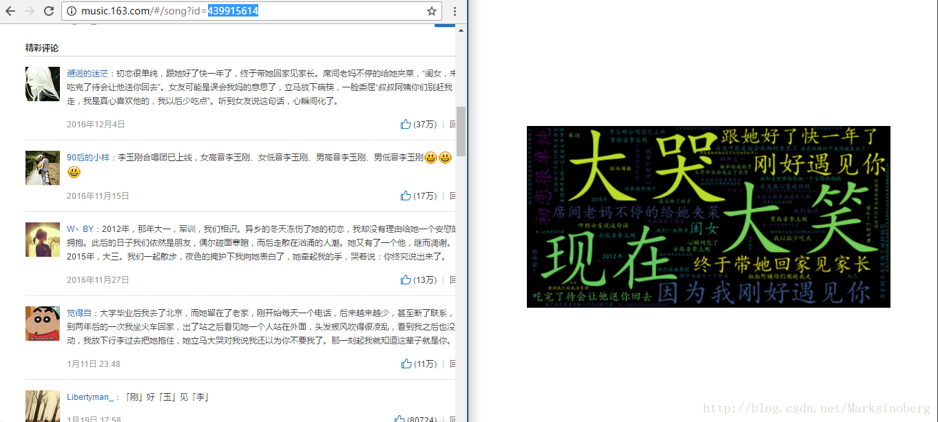 网易云歌曲热门评论词云