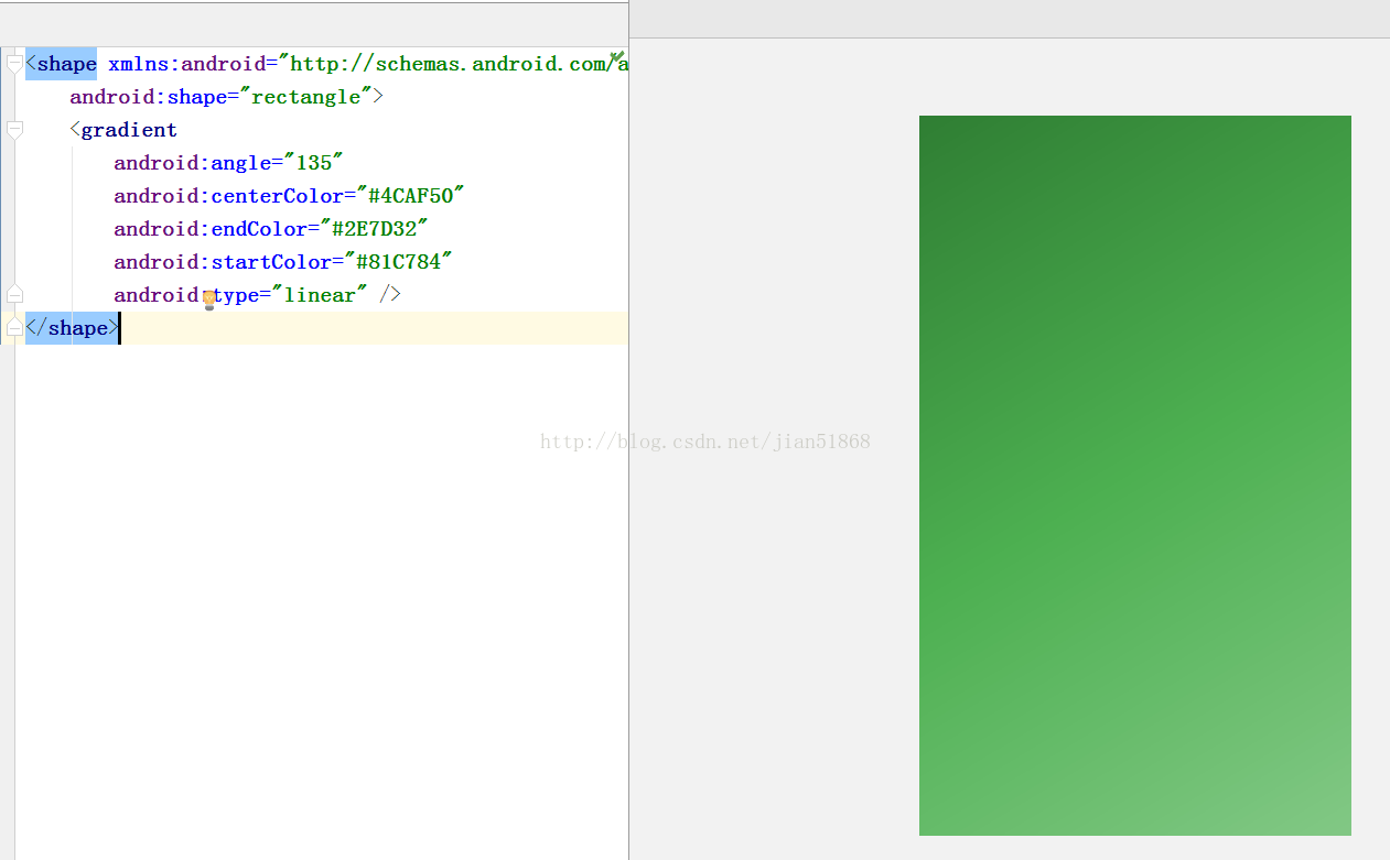 Android背景色渐变 左上 右下 我的专栏 程序员宝宝 程序员宝宝