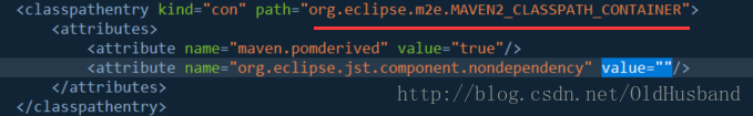 classpath文件中path=org.eclipse.m2e.MAVEN2_CLASSPATH_CONTAINER