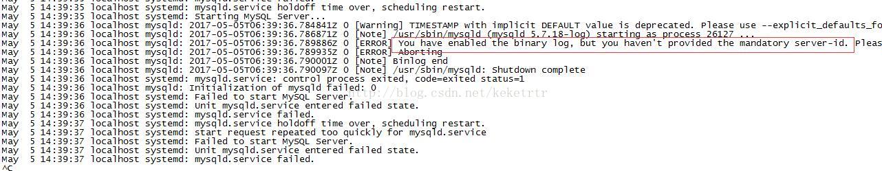 
			
				mysql开启binlog日志后重启失败			