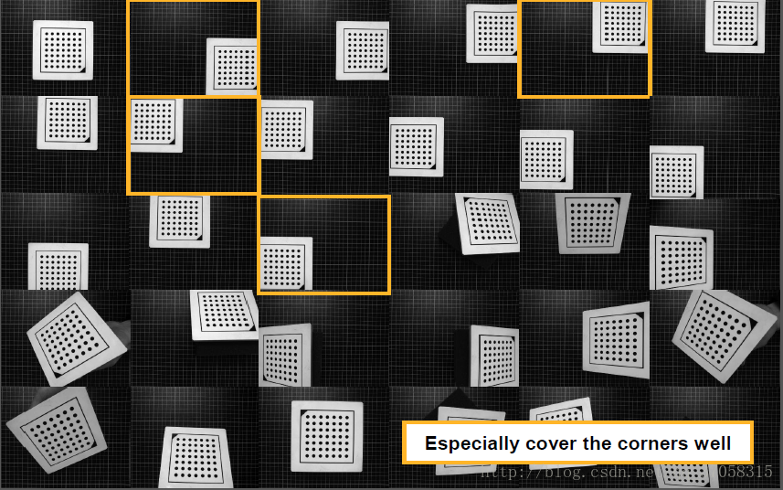 采集多幅图像，尤其注意覆盖角落