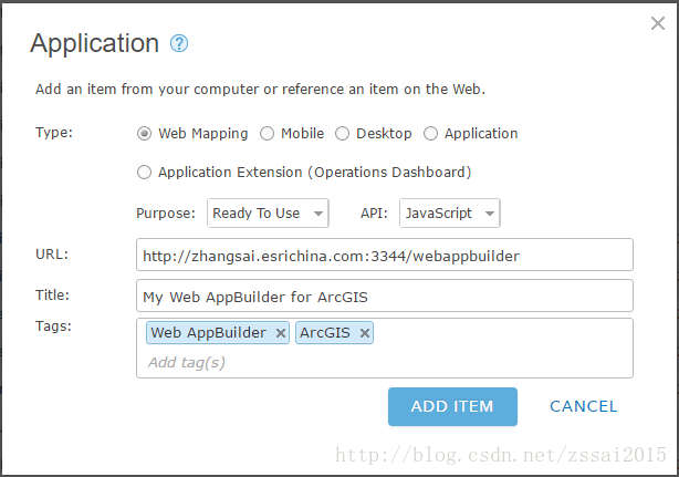 添加WAB为Portal for ArcGIS的项目